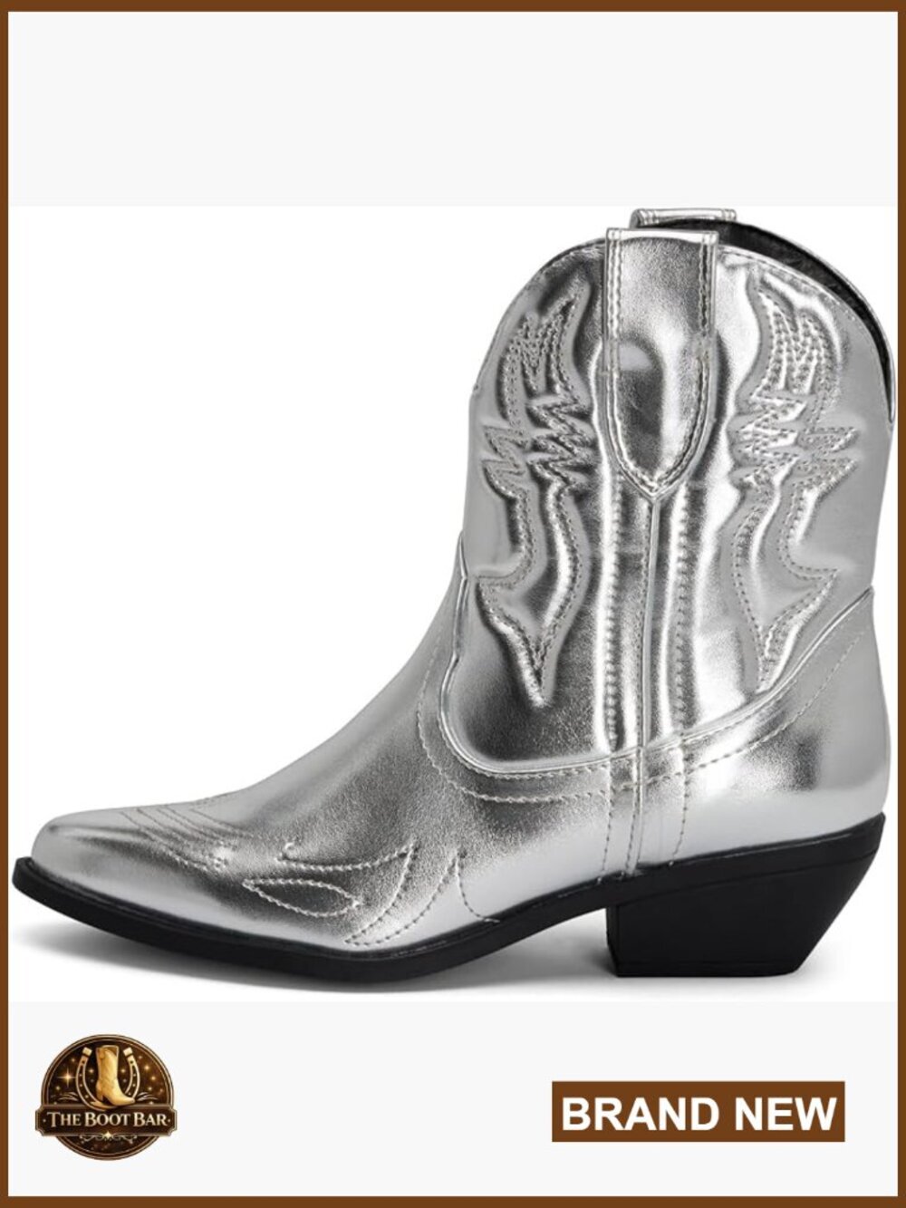 Western Ankle Booties Pointed Toe Cowboy Boots 2" Heel
